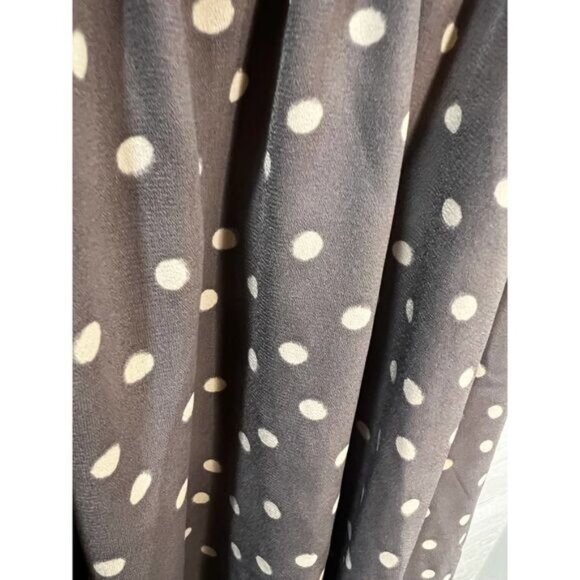 Brown Polka Dot Cap Sleeve‎ A-Line Dress With Back Keyhole & Button Front Detail - Picture 9 of 9